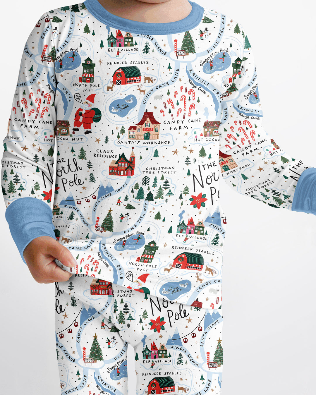 The North Pole Map Bamboo Two Piece Long Sleeve Pajama Set