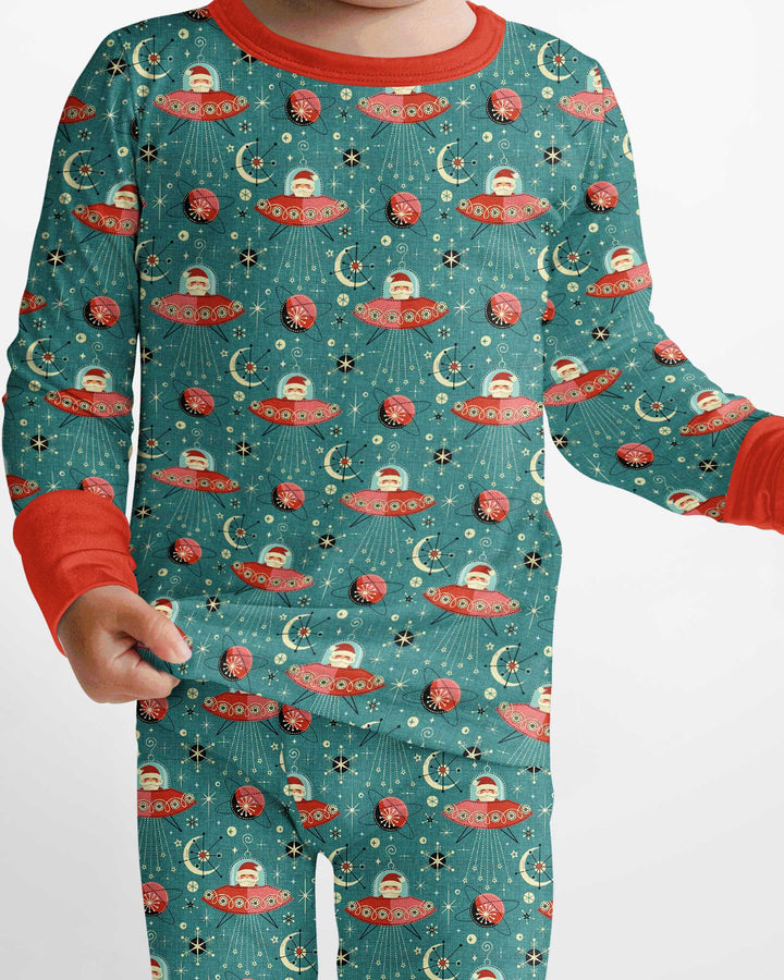 Atomic Santas in Space Bamboo Two Piece Long Sleeve Pajama Set