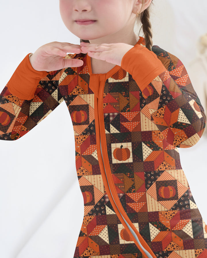 Vintage Pumpkin Patchwork Fall Bamboo Convertible Zippy