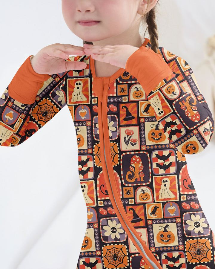 Retro Halloween Patchwork Icons Bamboo Convertible Zippy
