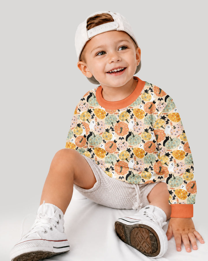 Floral Pumpkin Ghost Halloween Bamboo Crewneck Sweatshirt
