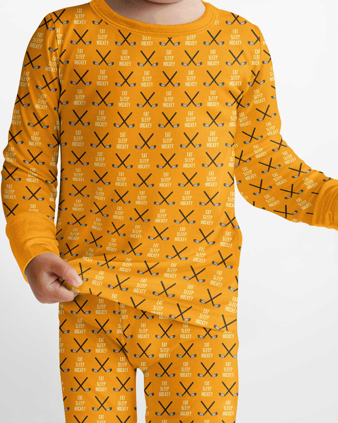 Eat Sleep Hockey Bamboo Two Piece Long Sleeve Pajama Set