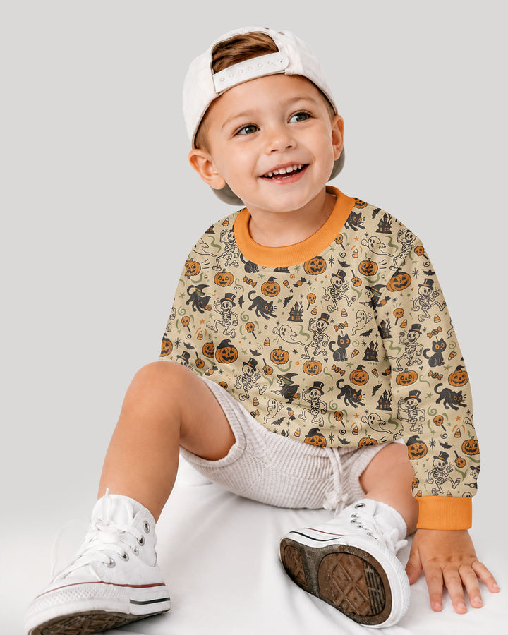 Vintage Skeleton Pumpkin Halloween Bamboo Crewneck Sweatshirt