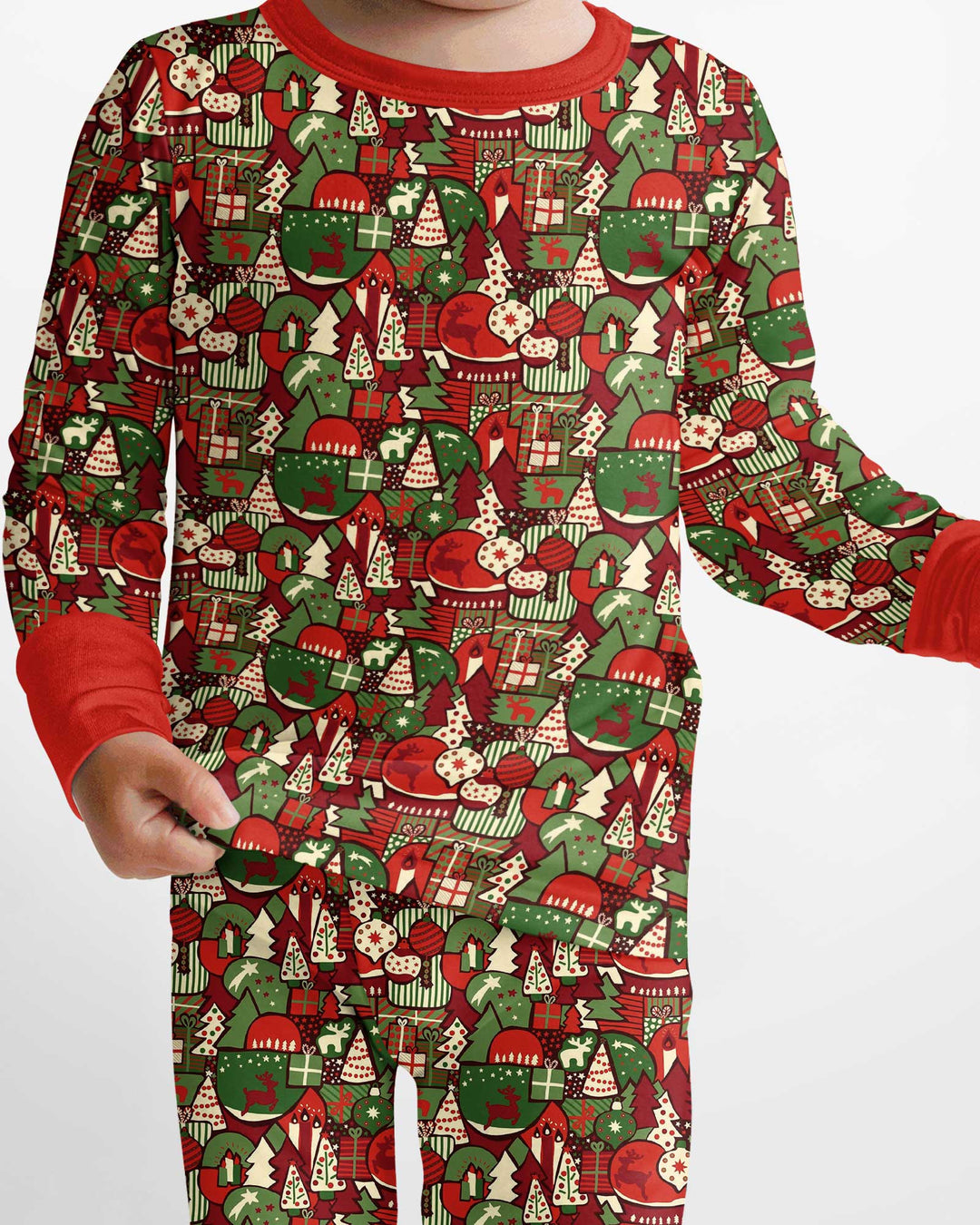 Christmas Time Mosaic Bamboo Two Piece Long Sleeve Pajama Set