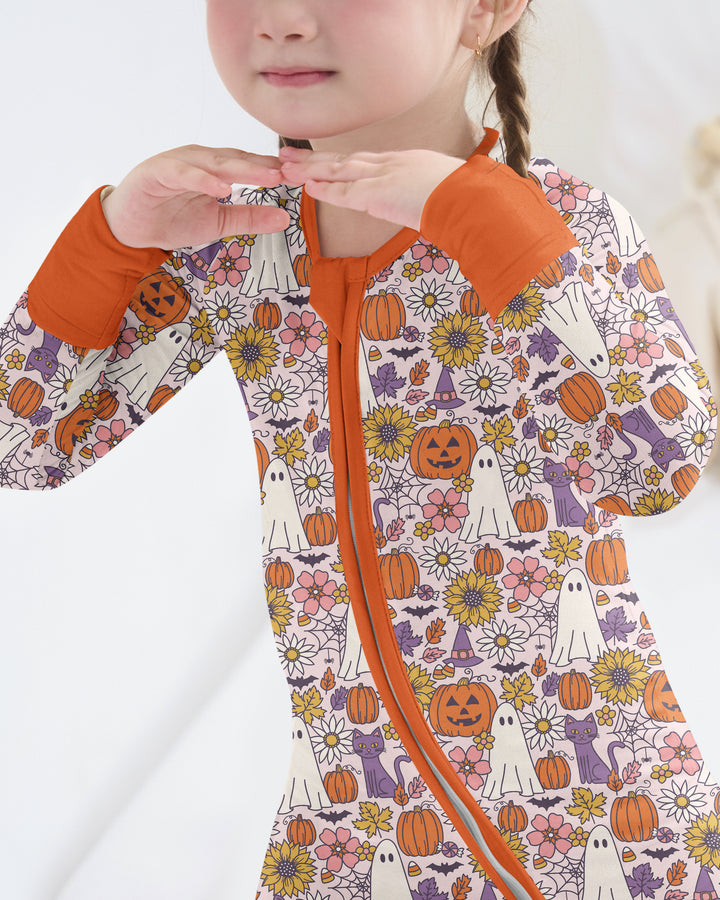 Ghost Pumpkin Fall Floral Halloween Bamboo Convertible Zippy