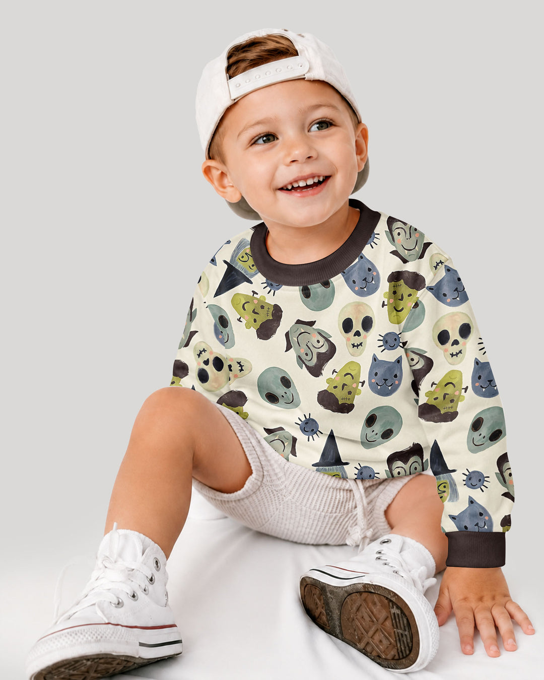 Halloween Face Bamboo Crewneck Sweatshirt