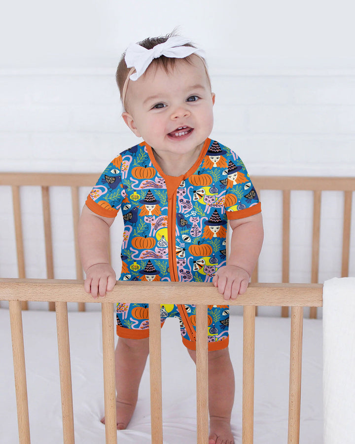 Whimsical Witch Cats Bamboo Shorty Zippy