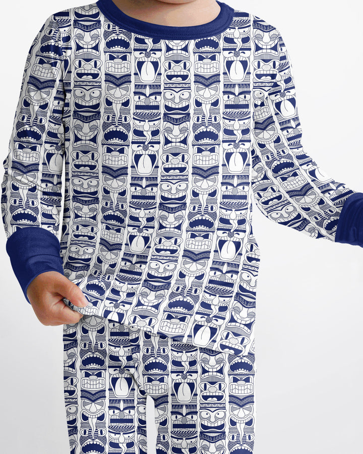 Friendly Totem Pole Figures Bamboo Two Piece Long Sleeve Pajama Set