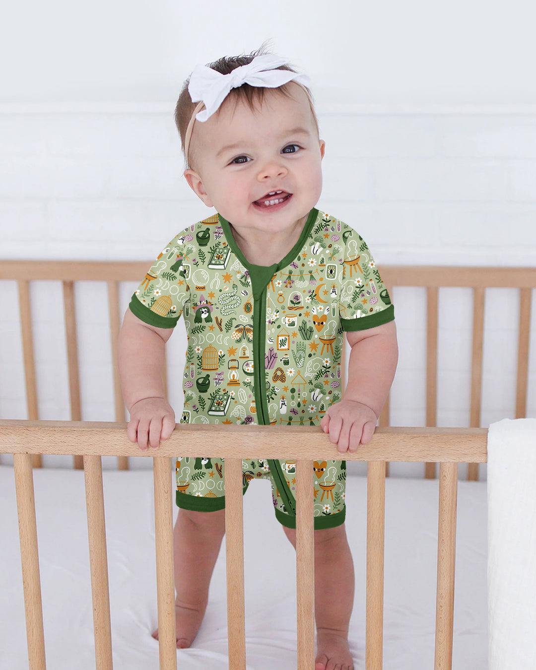 Boho Witchy Celestial Magic Floral Bamboo Shorty Zippy
