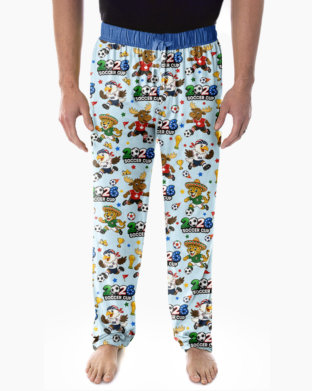 Soccer Cup Cute Mascots Bamboo Men's Pajama Set