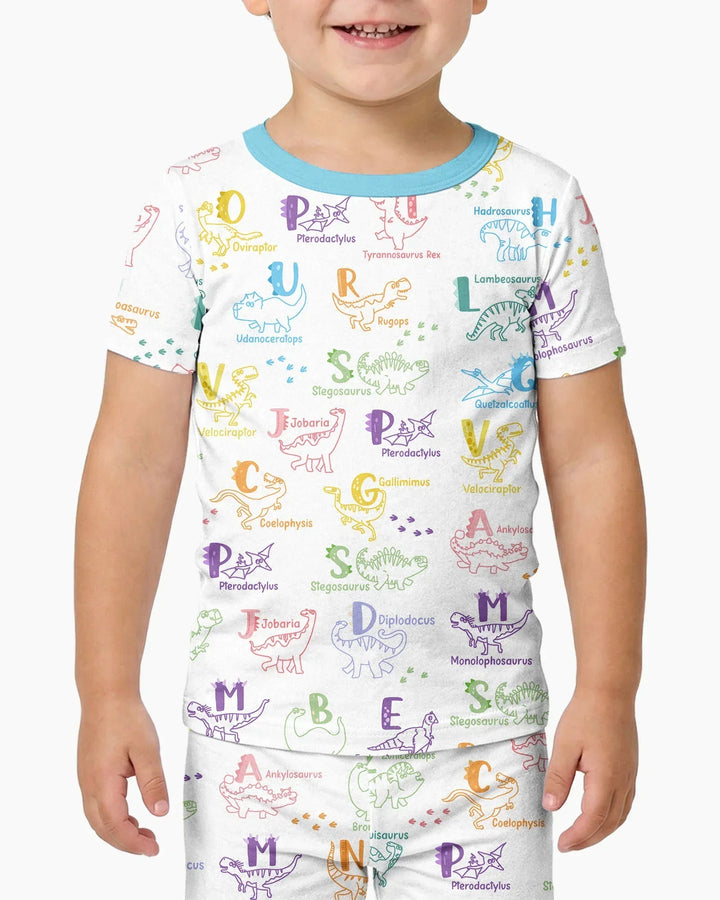 Dino Alphabet ABC Bamboo Two Piece Short Sleeve Pajama Set
