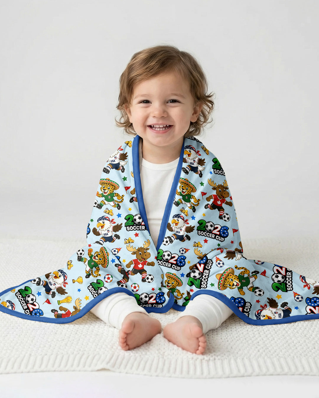 Soccer Cup Cute Mascots Bamboo Blanket