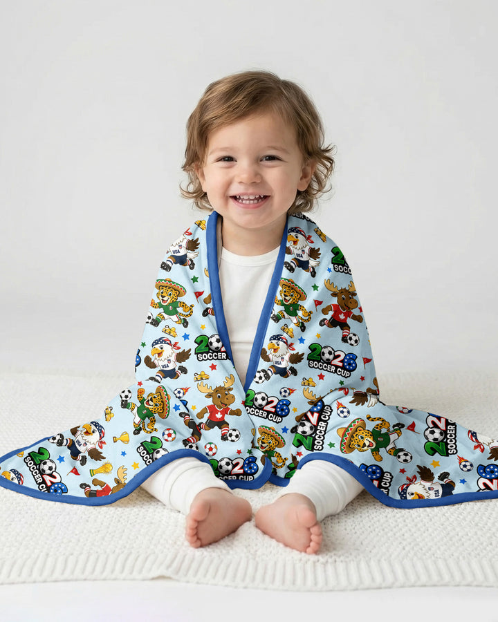 Soccer Cup Cute Mascots Bamboo Blanket