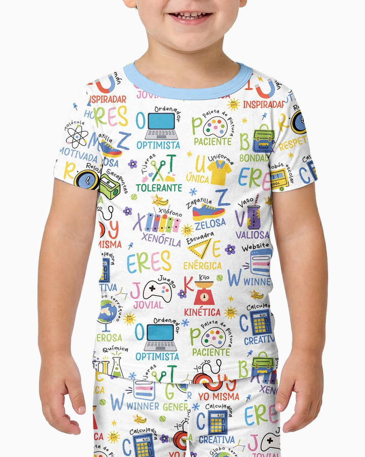 You Are Spanish Alphabet Version Bamboo Two Piece Short Sleeve Pajama Set
