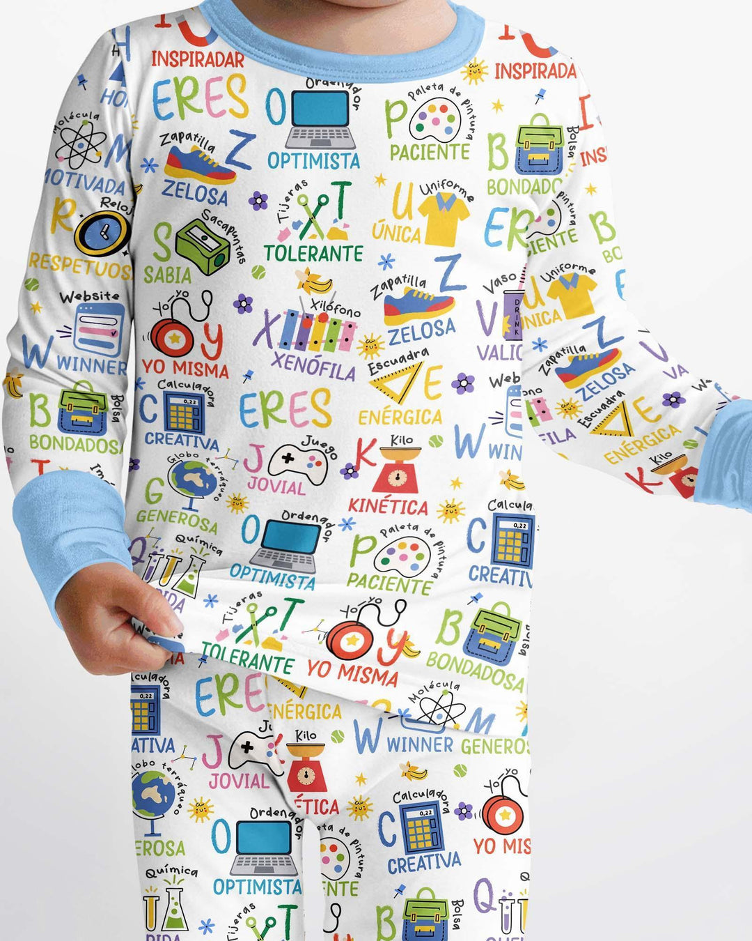 Pijama de bambú de dos piezas de manga larga con el alfabeto español You Are