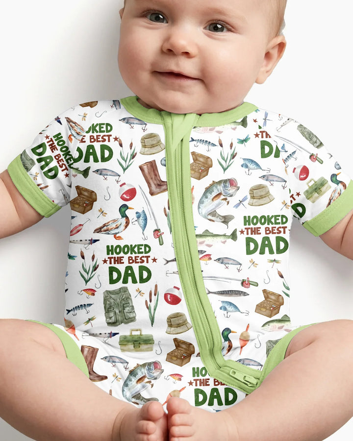 Hooked The Best Dad Daddy & Me Matching Bamboo Shorty Zippy