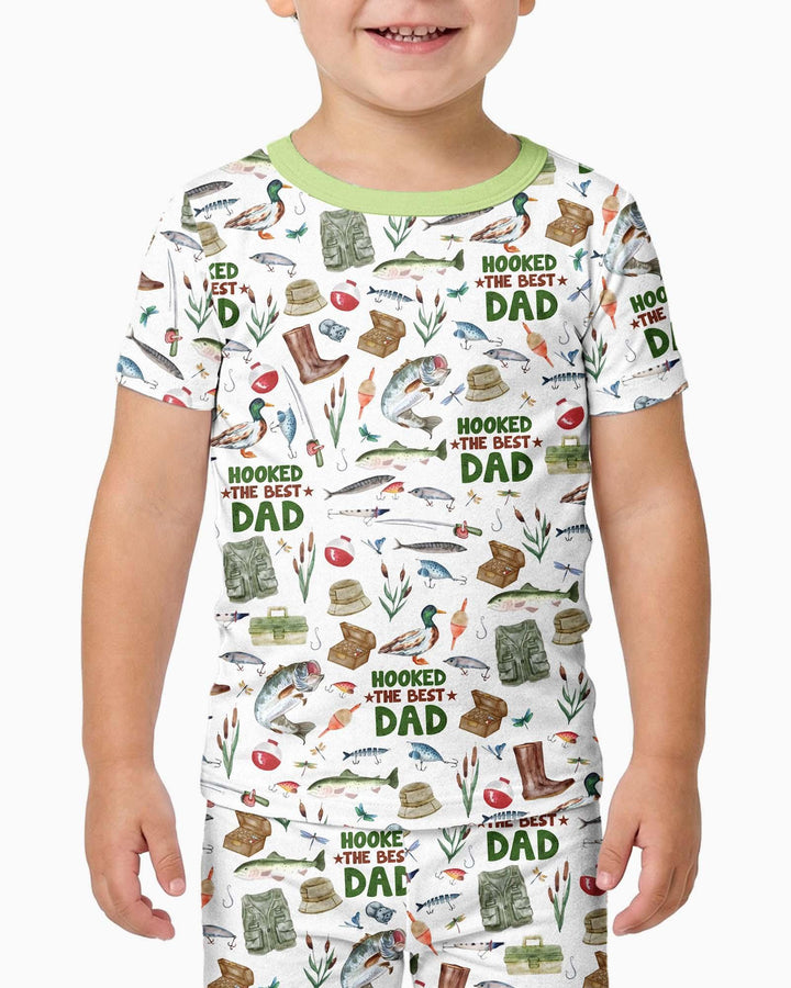 Hooked The Best Dad Daddy & Me Matching Bamboo Two Piece Short Sleeve Pajama Set