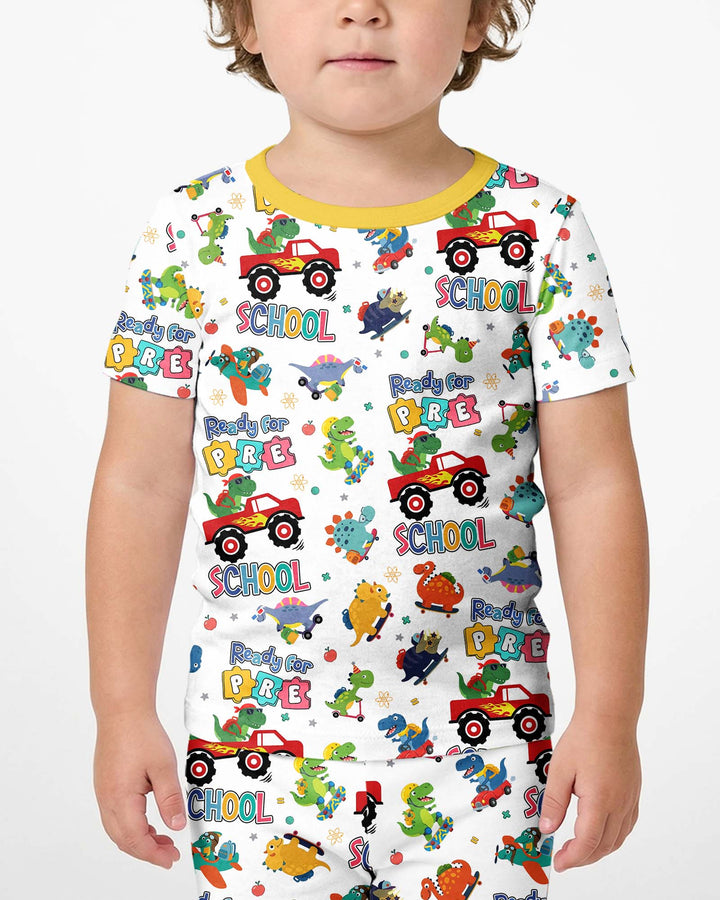 Conjunto de Pijama de Dos Piezas de Bambú con Mangas Cortas y Pantalones Cortos
