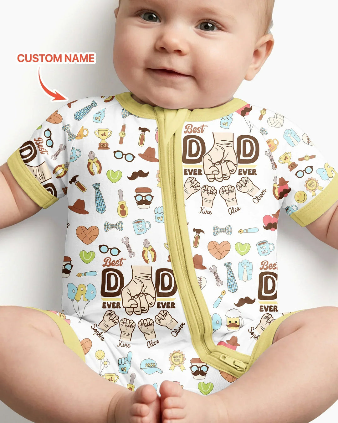 Custom Kids Name Best Dad Ever Bamboo Shorty Zippy