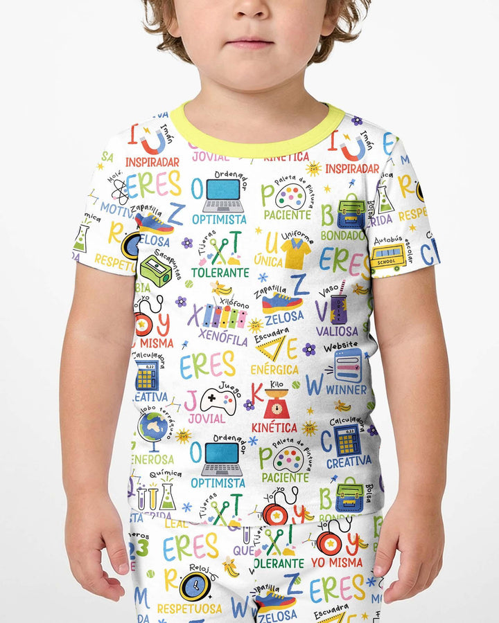 You Are Spanish Alphabet Version Bamboo Two Piece Short Sleeve Shorts Pajama Set