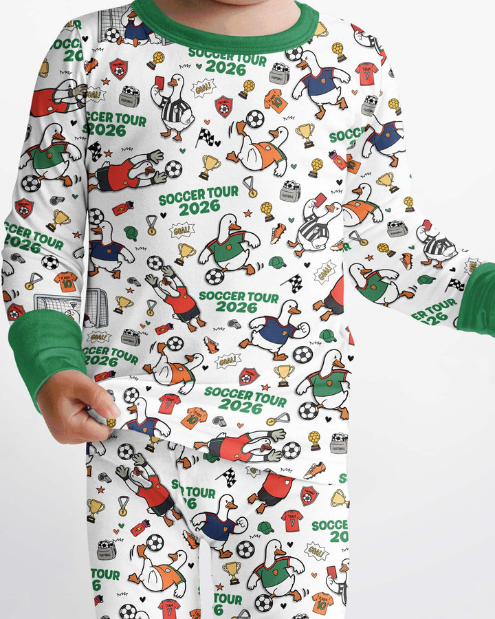 Funny Goose Soccer Tour 2026 Bamboo Two Piece Long Sleeve Pajama Set