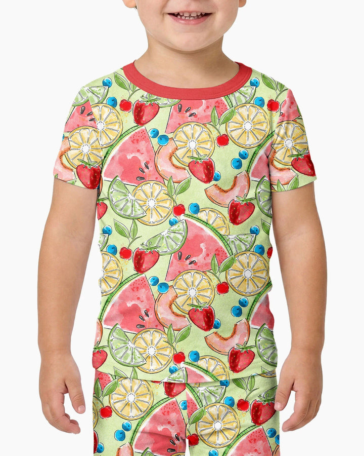 Sweet Summer Fruits Family Matching Bamboo Two Piece Short Sleeve Pajama Set