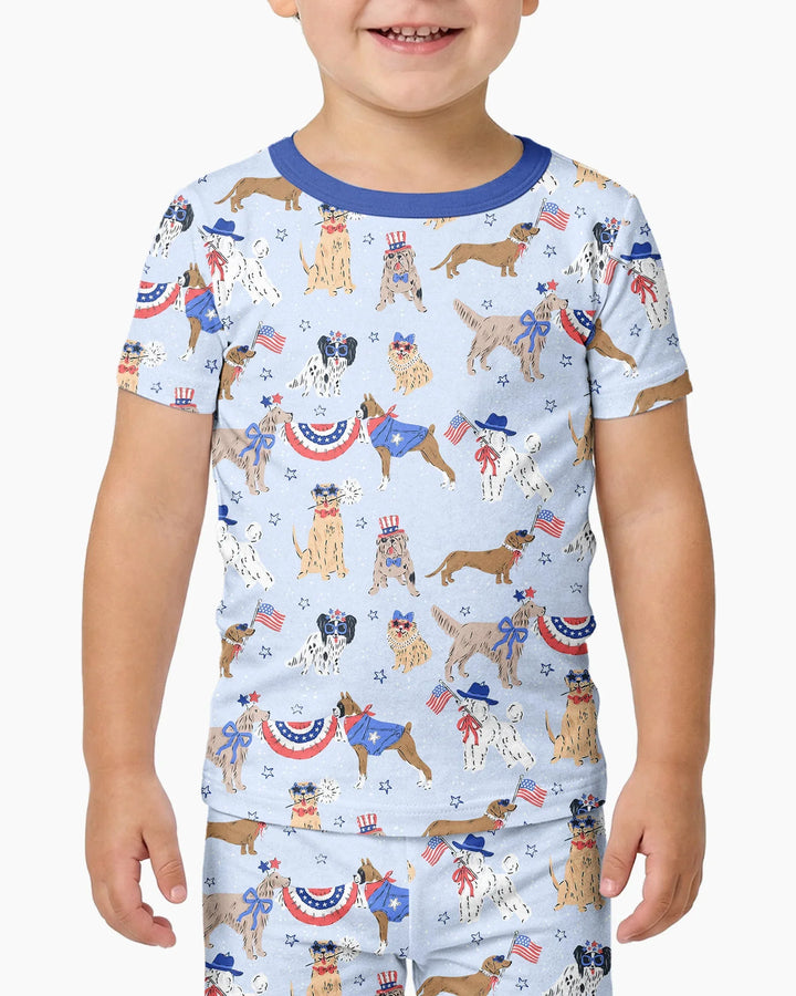 Patriotic Pups Family Matching Bamboo Two Piece Short Sleeve Pajama Set