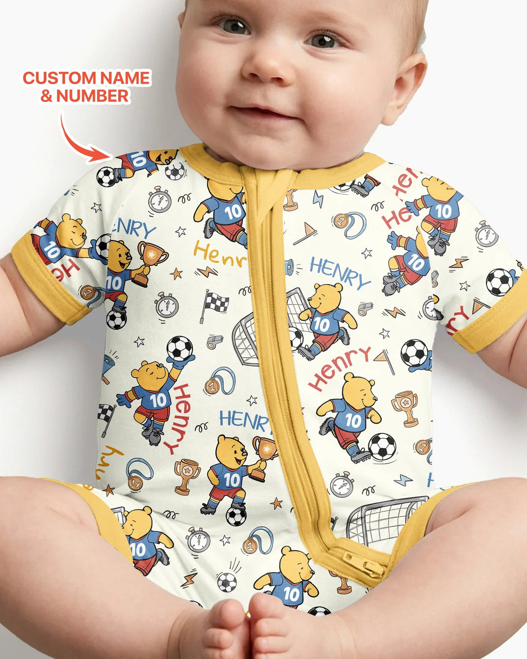 Plantilla PERSONALIZADA de Bambú Pijama Corto con Cremallera
