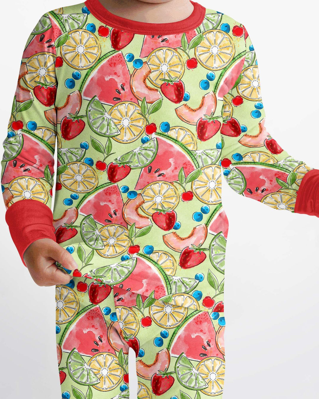 Sweet Summer Fruits Family Matching Bamboo Two Piece Long Sleeve Pajama Set