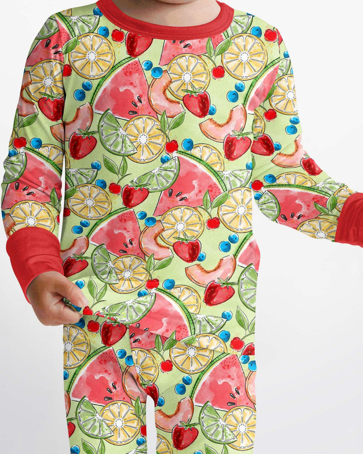 Sweet Summer Fruits Family Matching Bamboo Two Piece Long Sleeve Pajama Set