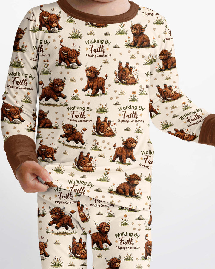 Walking By Faith Tripping Constantly Bamboo Two Piece Long Sleeve Pajama Set