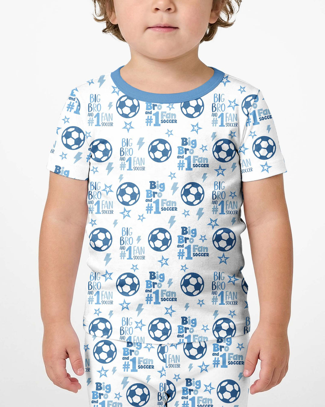 Little Sister and Bro #1 Fan Soccer Bamboo Two Piece Short Sleeve Shorts Pajama Set