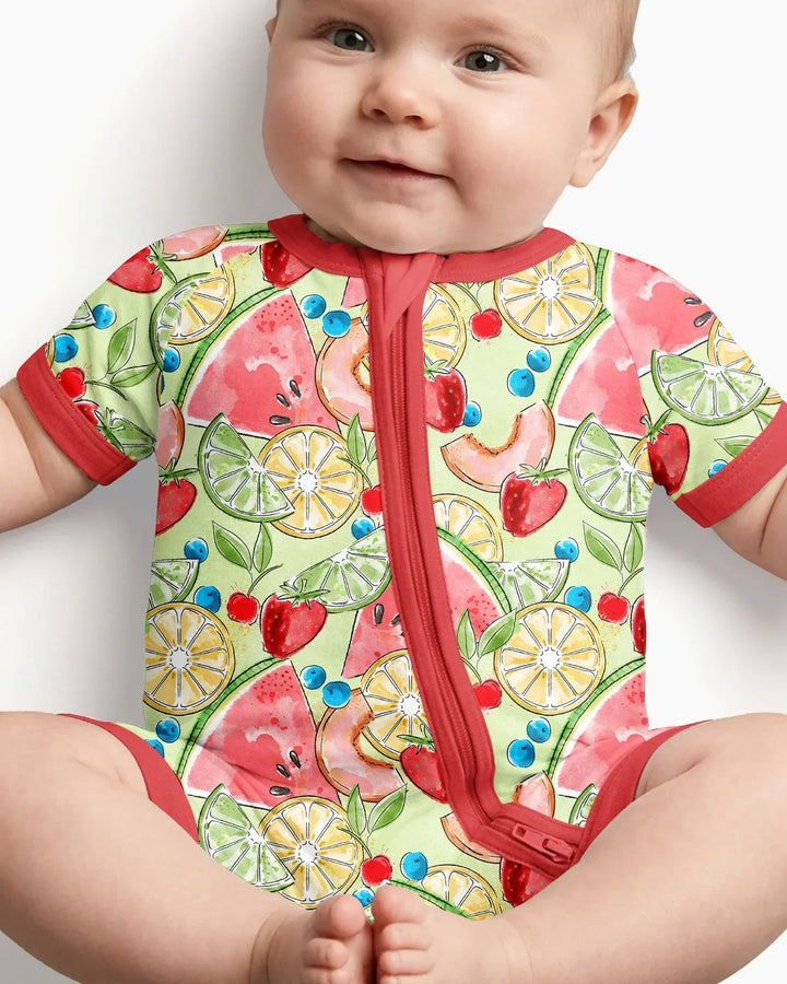 Sweet Summer Fruits Family Matching Bamboo Shorty Zippy