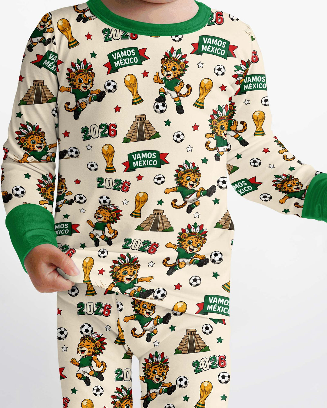Jaguar 2026 Vamos Mexico Family Matching Bamboo Two Piece Long Sleeve Pajama Set