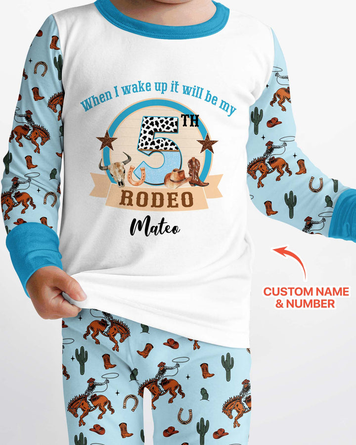 Personalized Birthday When I Wake Up It Will Be Rodeo Bamboo Two Piece Long Sleeve Pajama Set