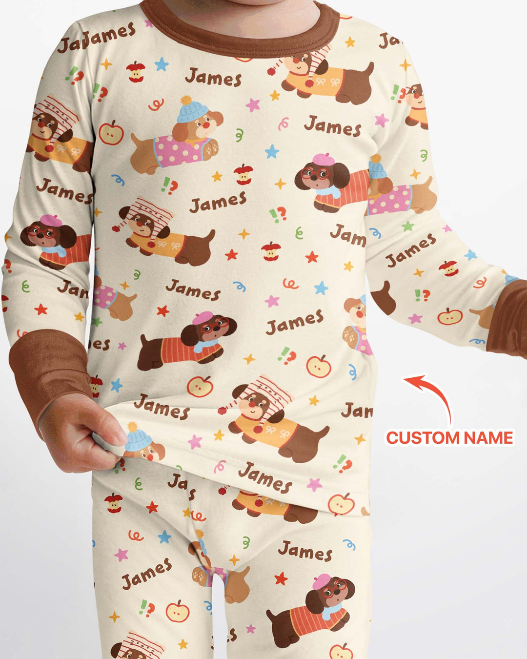 Cute Cozy Puppy Bamboo Two Piece Long Sleeve Pajama Set