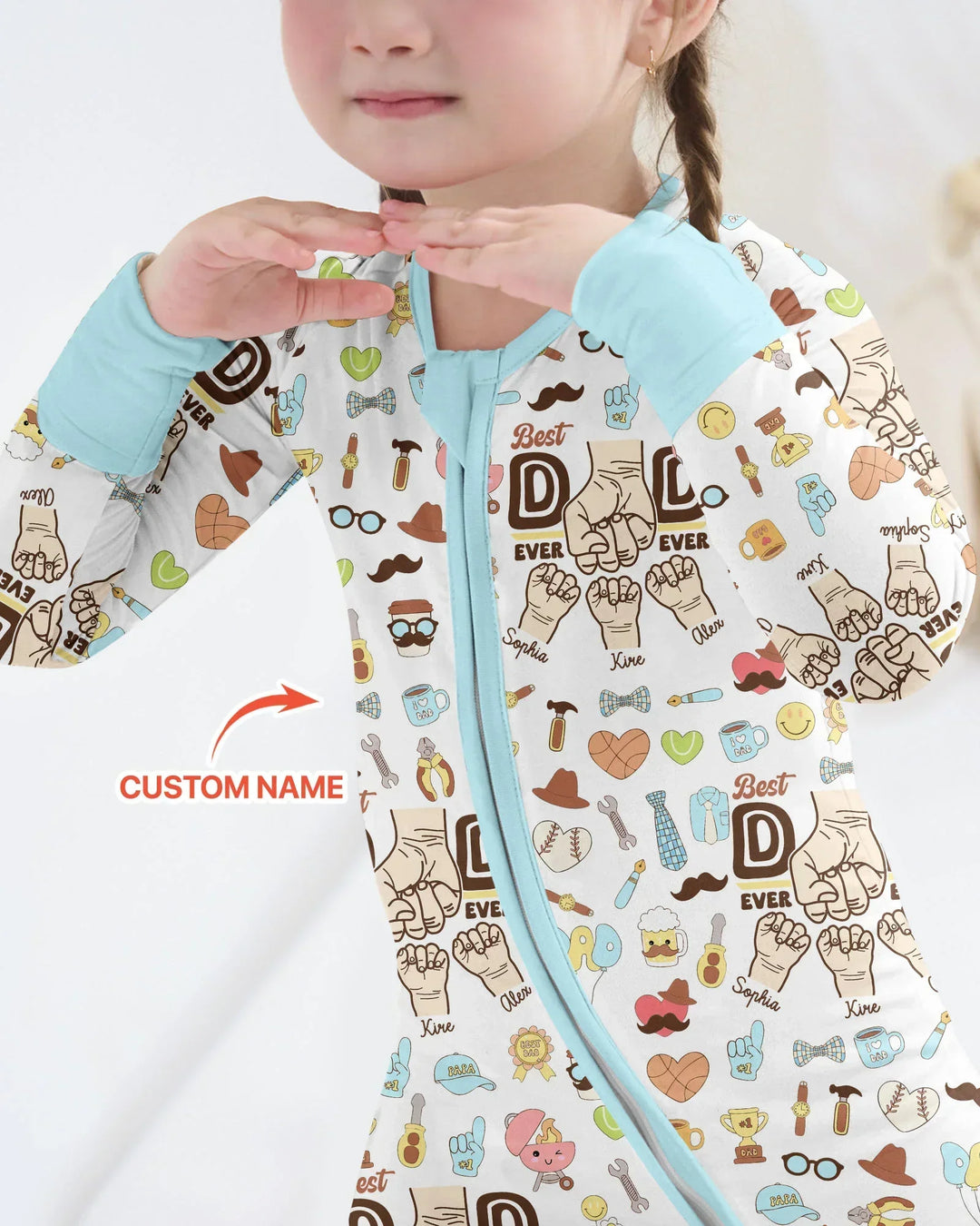 Custom Kids Name Best Dad Ever Bamboo Convertible Zippy