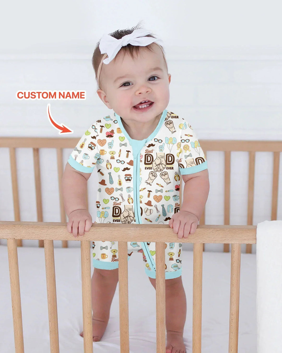 Custom Kids Name Best Dad Ever Bamboo Shorty Zippy