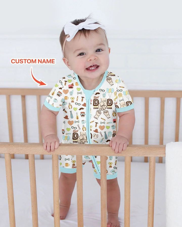 Custom Kids Name Best Dad Ever Bamboo Shorty Zippy