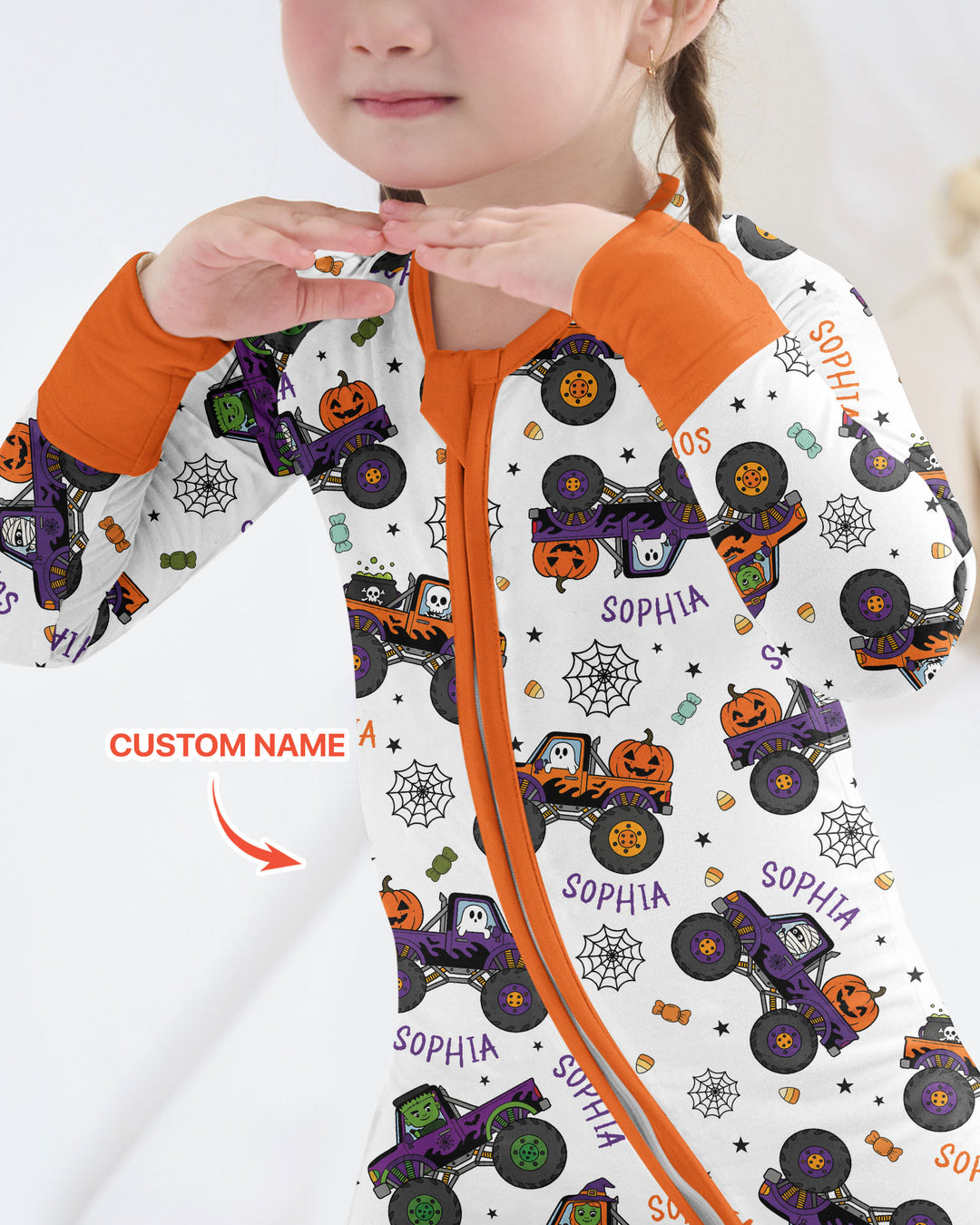 Custom Name Halloween Monster Truck Bamboo Convertible Zippy