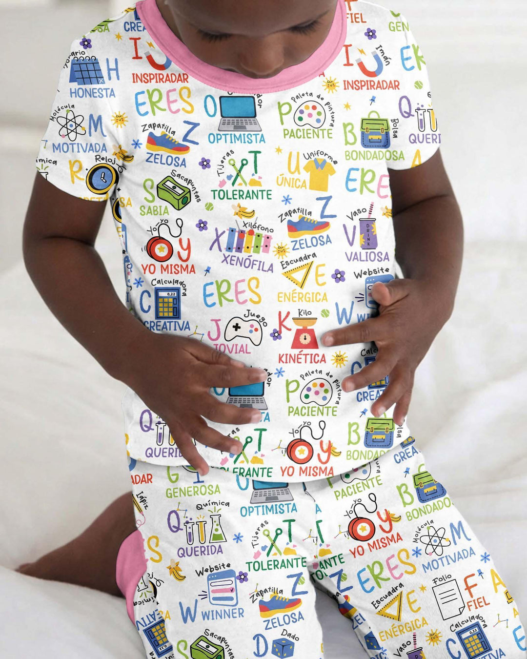 You Are Spanish Alphabet Version Bamboo Two Piece Short Sleeve Pajama Set
