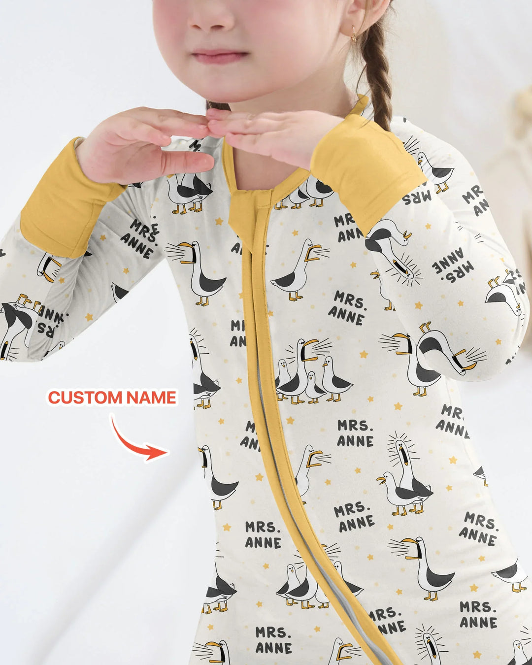 Custom Funny Seagulls Teacher Bamboo Convertible Zippy