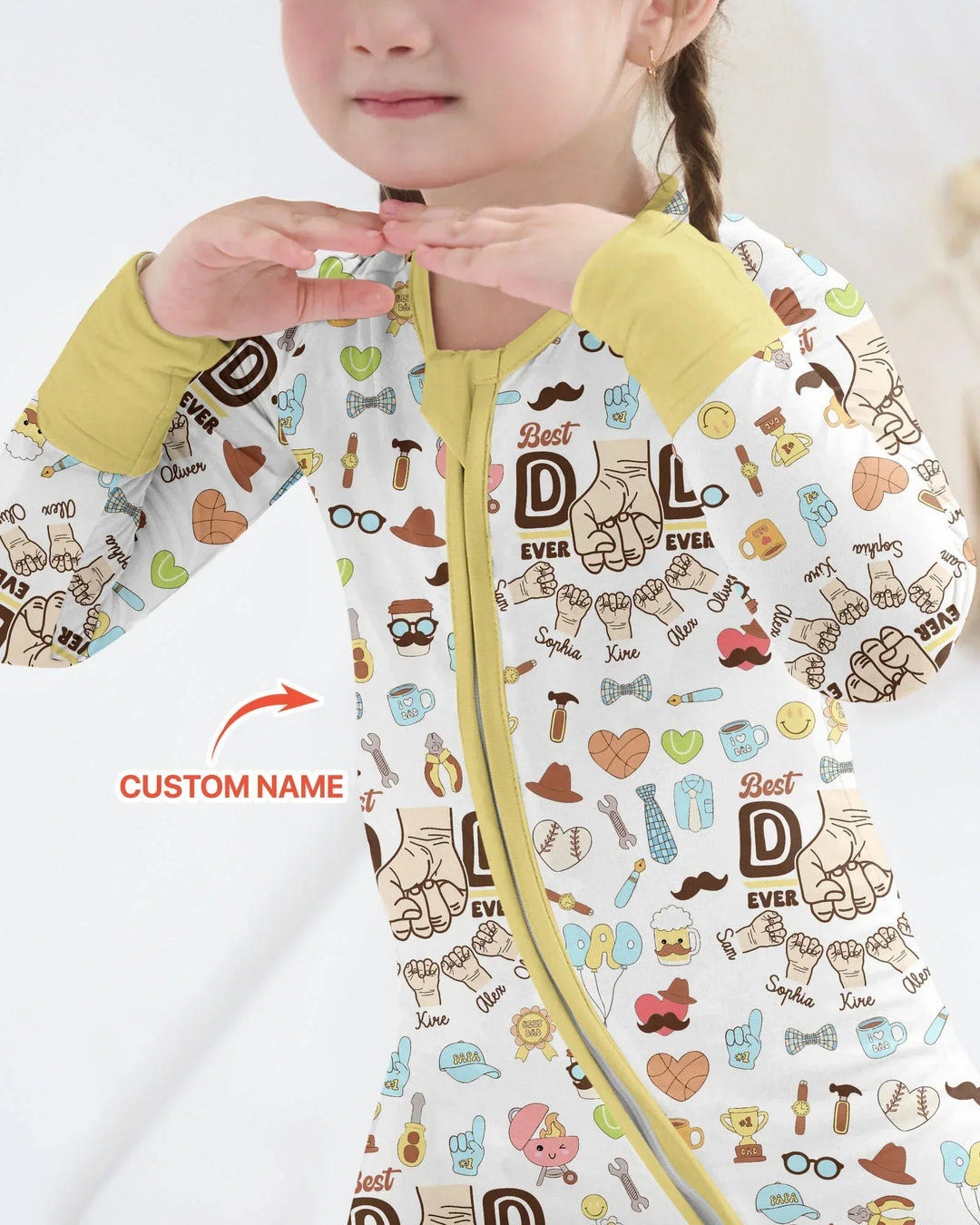 Custom Kids Name Best Dad Ever Bamboo Convertible Zippy