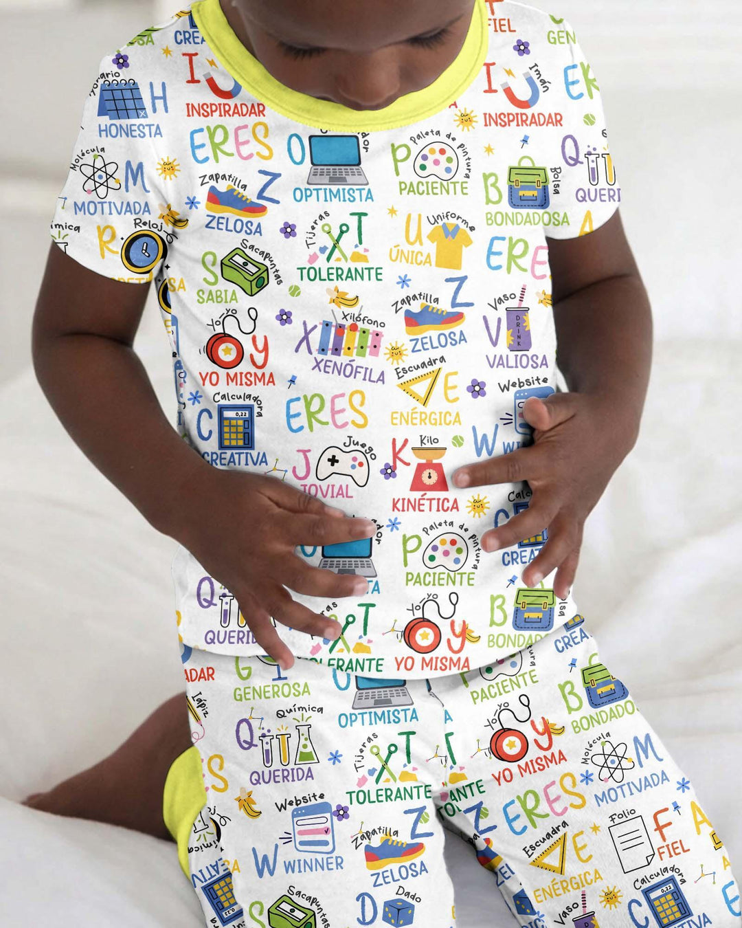You Are Spanish Alphabet Version Bamboo Two Piece Short Sleeve Pajama Set