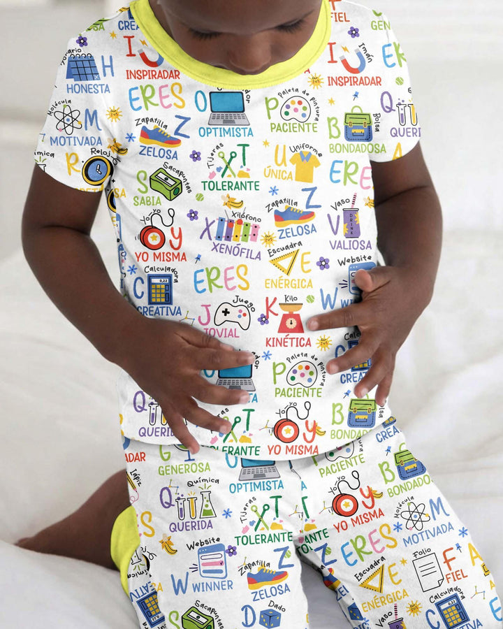 You Are Spanish Alphabet Version Bamboo Two Piece Short Sleeve Pajama Set