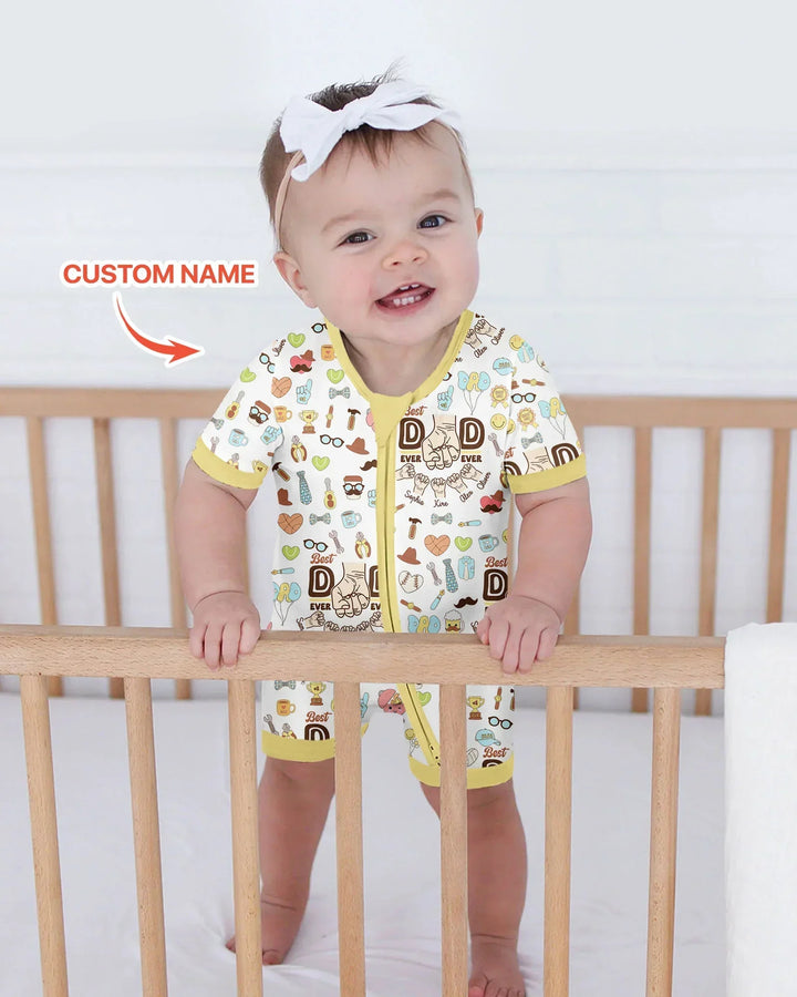 Custom Kids Name Best Dad Ever Bamboo Shorty Zippy