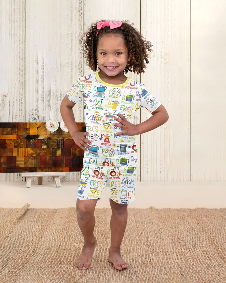 You Are Spanish Alphabet Version Bamboo Two Piece Short Sleeve Shorts Pajama Set