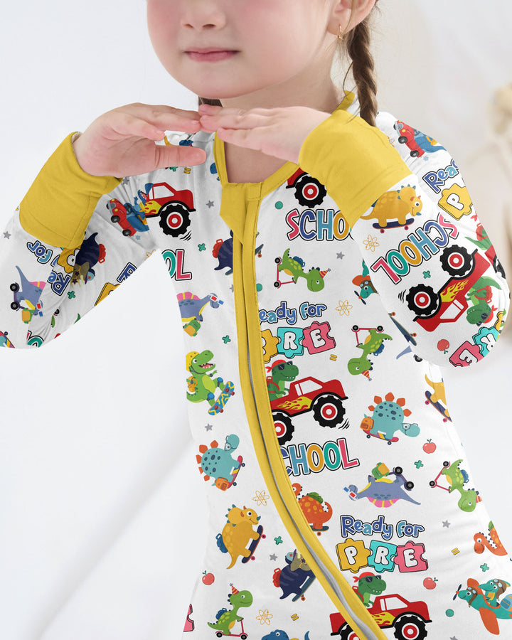 First Day of Preschool T-Rex Bamboo Convertible Zippy