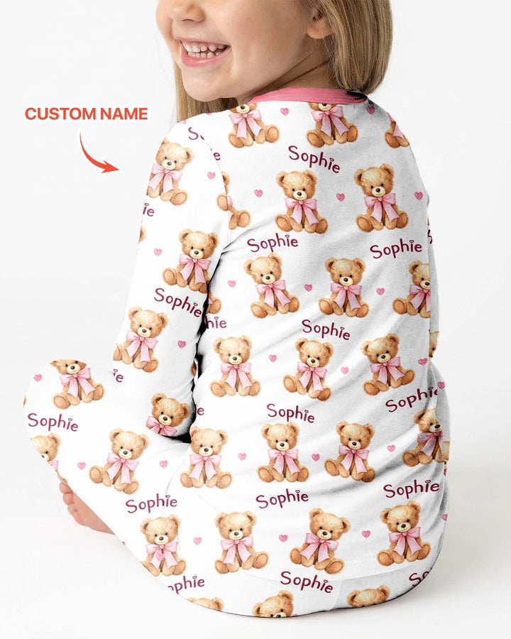 Grandma/... Loves Me Beary Much Personalized Bamboo Two Piece Long Sleeve Pajama Set
