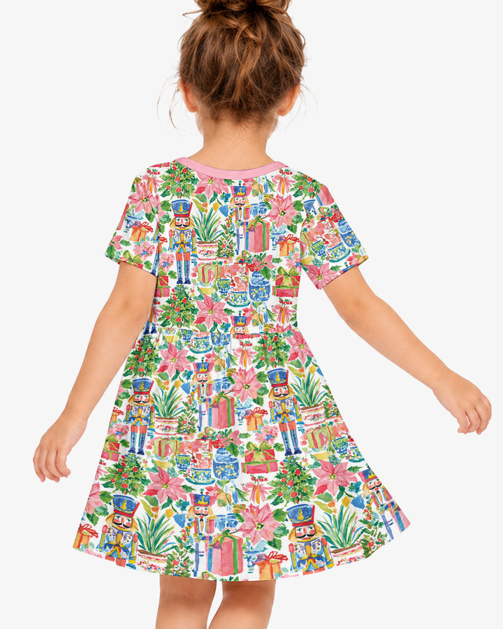 Watercolor Nutcracker Holiday Bamboo Twirl Dress